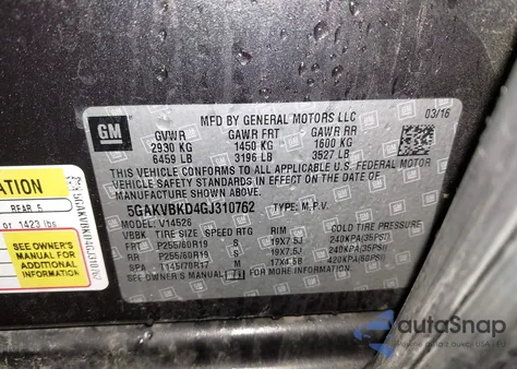 2016 Buick Enclave Leather from USA, damaged, VIN 5GAKVBKD4GJ310762